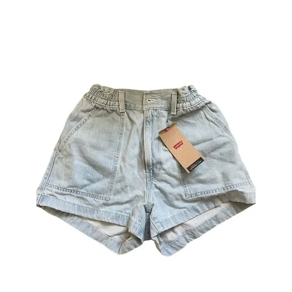 Women's High-Rise Denim Shorts Blue Size 27 Casual Summer 5-Pocket - Picture 2 of 8